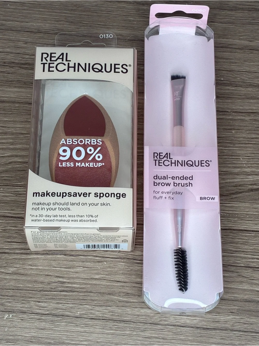 🐼 3/$25 NWT Real Techniques Pink Dual-Ended Brow Brush & MakeupSavior Sponge Set
